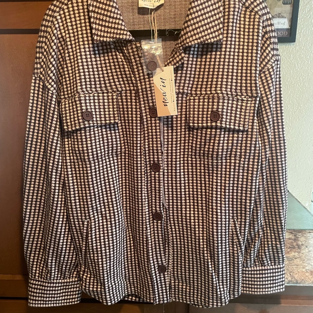 Brown and Cream Houndstooth Jacket